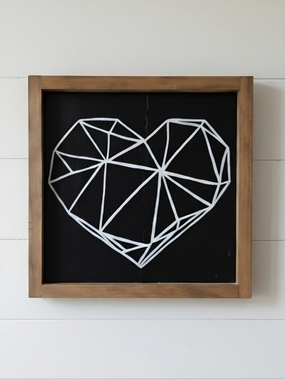 Rustic Black & White Geometric Heart Wall Decor